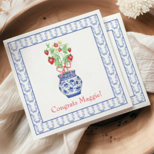 Serviette En Papier Vase de la Chinoiserie des fraises rouges