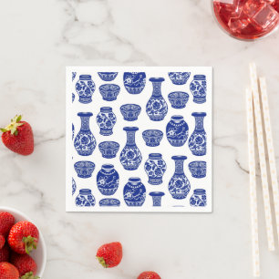 Serviette En Papier Vases en porcelaine chinoise bleue et blanche