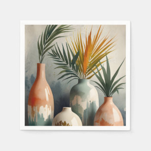 Serviette En Papier Vases tropicales dans les teintes aquarelles