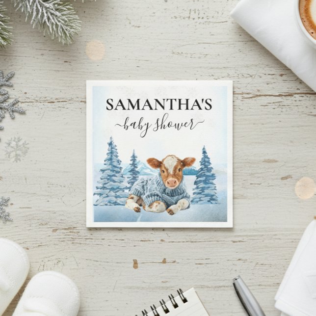 Serviette En Papier Veau de vache bébé Noël hiver ferme (Créateur téléchargé)