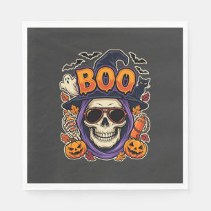 Serviette En Papier Vecteur de lunettes de soleil crâne Boo Halloween