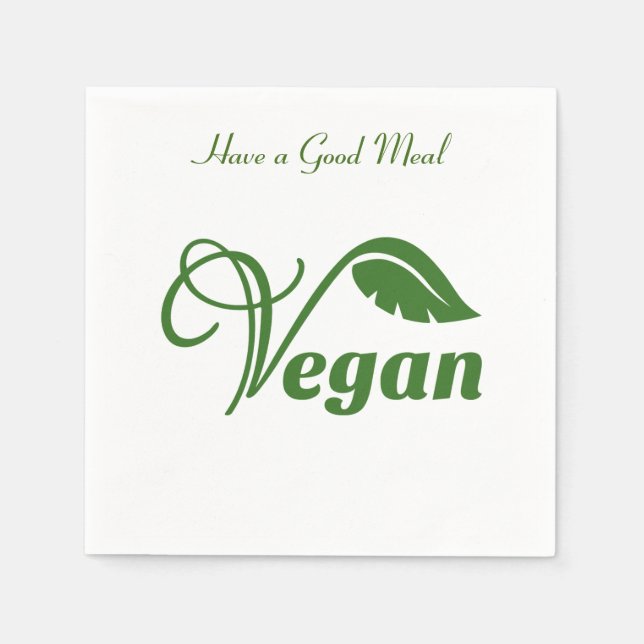 Serviette En Papier Vegan Logo Leaf, prendre un bon repas (Devant)