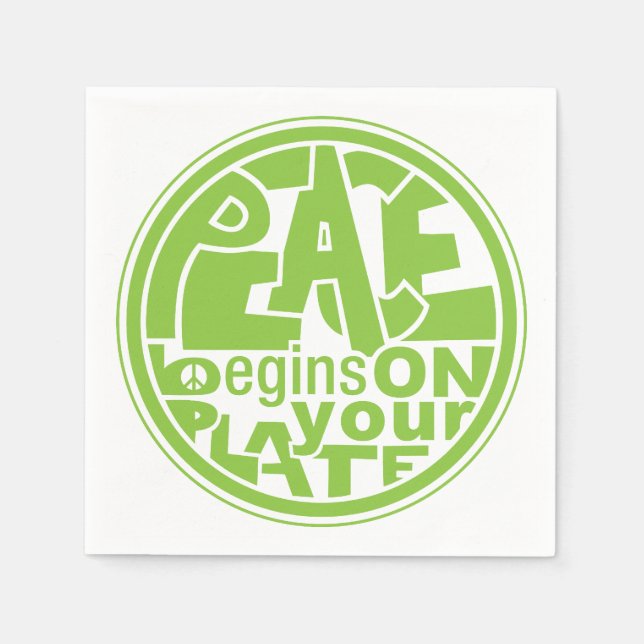 Serviette En Papier Vegan Peace Commence Sur Votre Plaque Papier Napki (Devant)