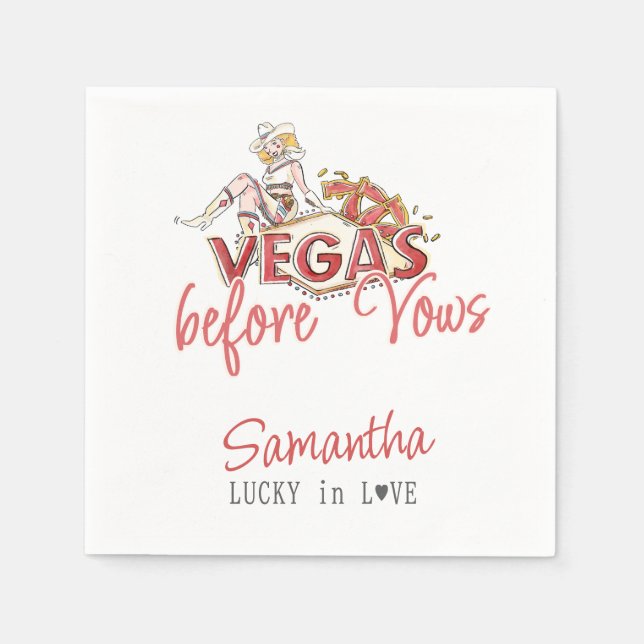 Serviette En Papier Vegas Before Vows Casino Chanceux Moderne Enterrem (Devant)