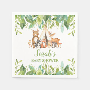 Serviette En Papier Végétal Bois Animaux Baby shower Enfant d'annivers