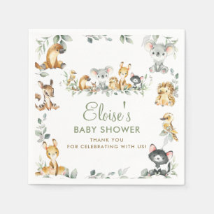 Serviette En Papier Végétation Animaux australiens Baby shower Merci