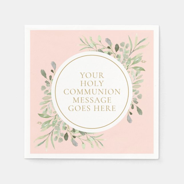 Serviette En Papier Végétation de la Sainte Communion rose pâle (Devant)