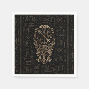 Serviette En Papier Vegvisir - Viking Compass sur Futhark motif