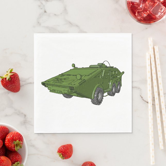 Serviette En Papier Véhicule militaire blindé vert (Créateur téléchargé)