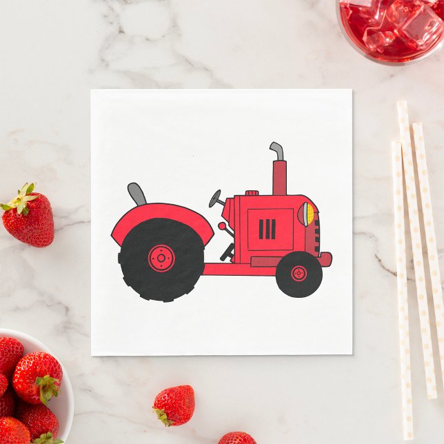Serviette En Papier Véhicule tracteur de ferme rouge (Créateur téléchargé)