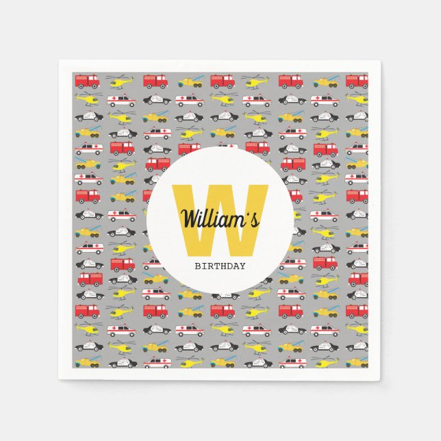 Serviette En Papier Véhicules d'urgence personnalisés Transport (Devant)
