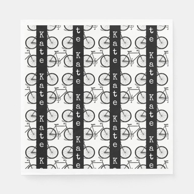 Serviette En Papier Vélo Art Motif Strié NOM ET COULEUR PERSONNALISÉS (Devant)