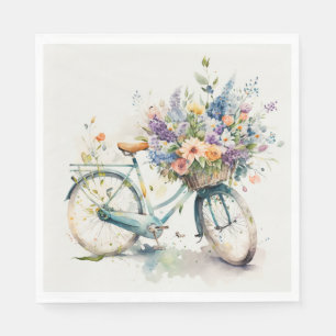 Serviette En Papier Vélo Avec Panier À Fleurs