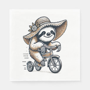 Serviette En Papier Vélo d'équitation Sloth