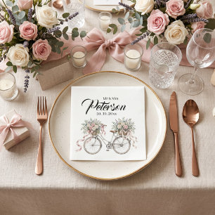 Serviette En Papier Vélo floral aquarelle vintage