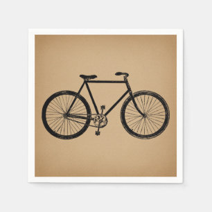Serviette En Papier Vélo Illustration Vélo Brown Vintage
