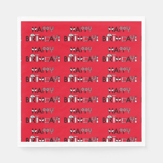 Serviette En Papier Vélo personnalisé Thème Carrelé Graphisme Annivers (Devant)