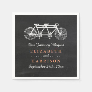 Serviette En Papier Vélo Tandem Sur Mariage Chalkboard