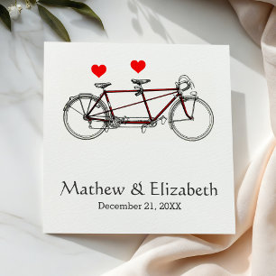Serviette En Papier Vélo tandem vintage mignon sur mesure pour mariage