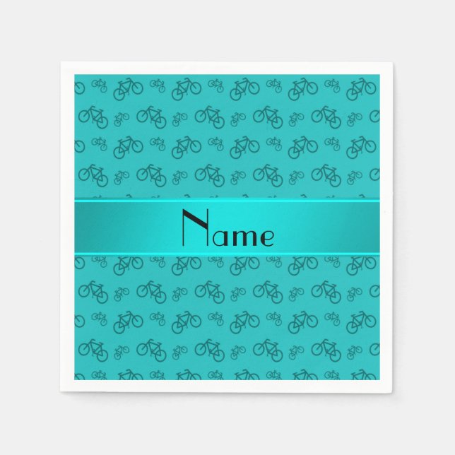 Serviette En Papier Vélos turquoise de nom personnalisé (Devant)