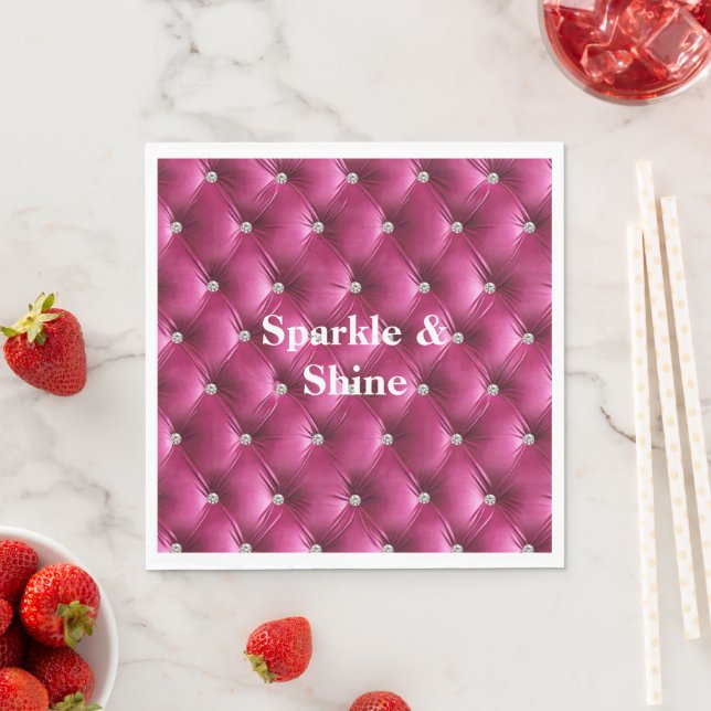 Serviette En Papier Velours Faux Rose Chaud (En situation)