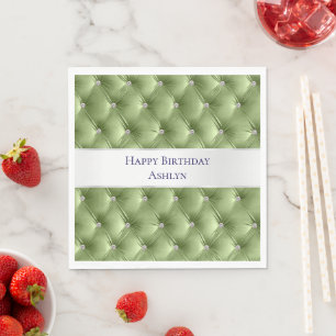 Serviette En Papier Velours Luxueux Glam Vert Sauge Faux