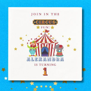 Serviette En Papier Venez Un, Venez Tous Red Big Top Circus 1er Annive