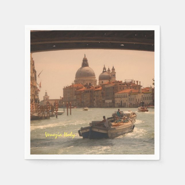 Serviette En Papier Venise Italie Grand Canal Vintage (Devant)