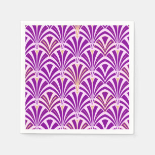 Serviette En Papier Ventilateur Art Déco motif - violet et orchidée