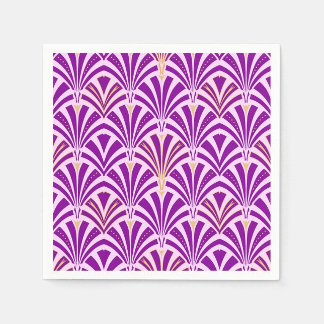 Serviette En Papier Ventilateur Art Déco motif - violet et orchidée (Devant)