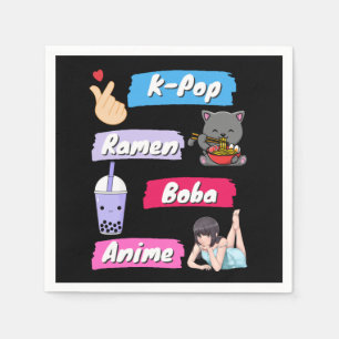 Serviette En Papier Ventilateur de culture K-Pop, Ramen, Boba et Anime