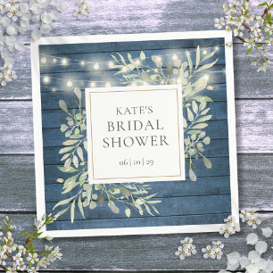 Serviette En Papier Verdure Bois rustique Chaîne de lumière Fête des m