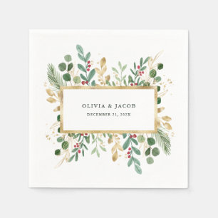 Serviette En Papier Verdure dorée Mariage de Noël