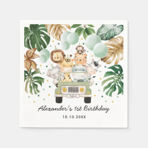 Serviette En Papier Verdure Gold Jungle Safari Animaux sauvages Annive