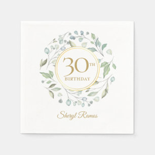 Serviette En Papier Verdure Laurel Garland Gold 30e anniversaire