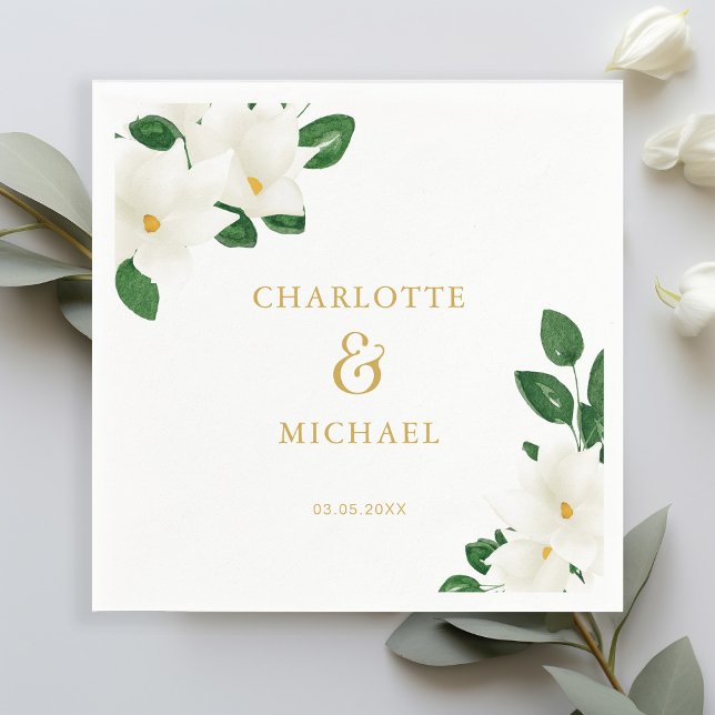 Serviette En Papier Verdure mariage Magnolia (Créateur téléchargé)