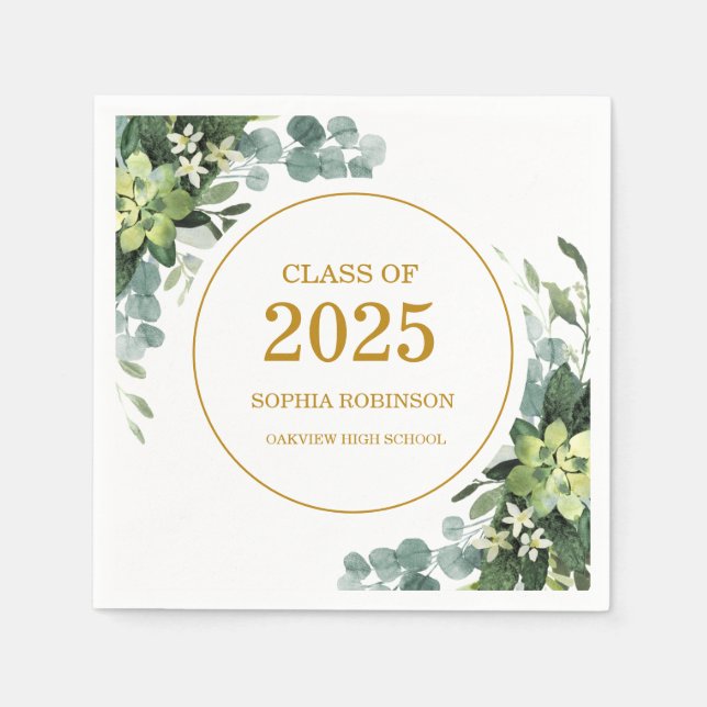 Serviette En Papier Verdure or 2025 Graduation moderne (Devant)