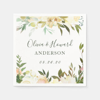 Serviette En Papier Verdure rustique Aquarelle Mariage floral sauvage