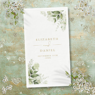 Serviette En Papier Verdure rustique Floral Élégant Mariage or
