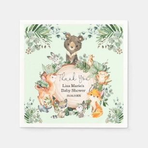 Serviette En Papier Verdure rustique Forêt de bois Bébé Animaux