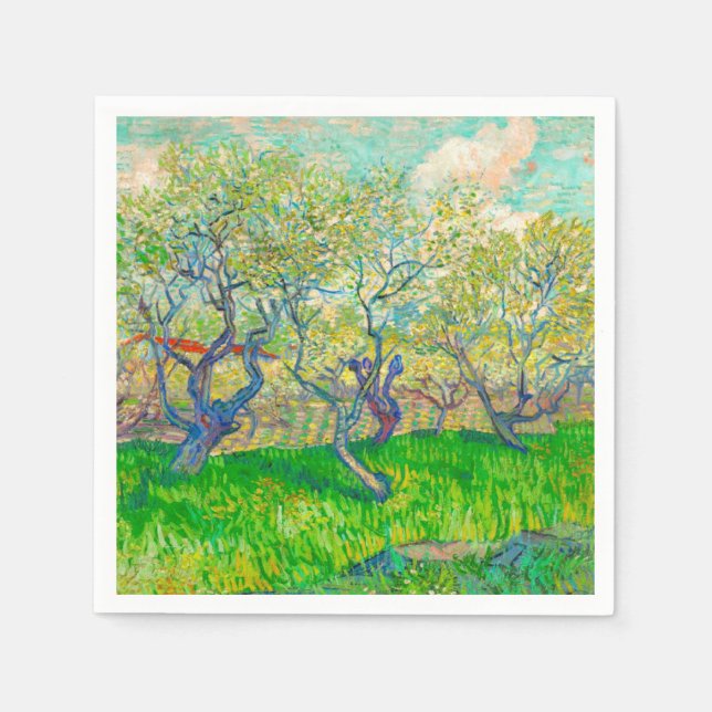 Serviette En Papier Verger en fleurs de Vincent van Gogh (Devant)