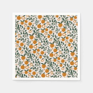 Serviette En Papier Verger espagnol - motif d'oranges et feuille