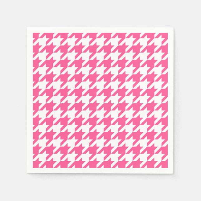 Serviette En Papier Vérification du carreau à damier rose et blanc (Devant)