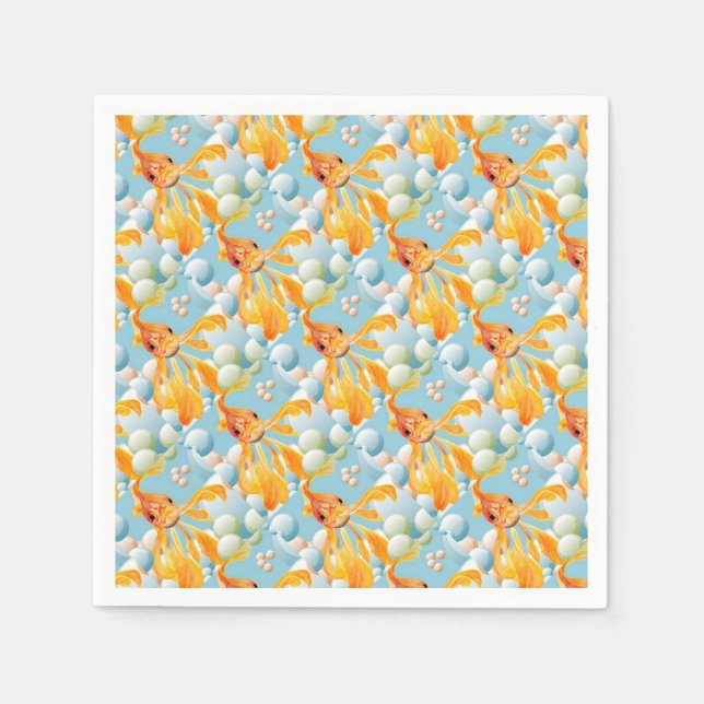 Serviette En Papier Vermillion Oiseaux Dans L'Eau Bubble Pastel (Devant)