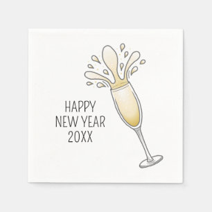 Serviette En Papier Verre à Champagne du Nouvel An