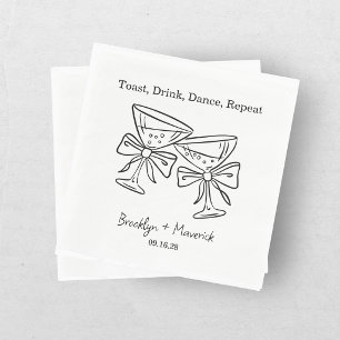 Serviette En Papier Verre à Champagne Élégant Cocktail Mariage