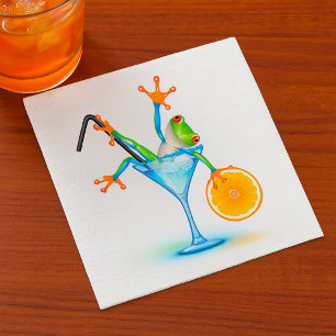 Serviette En Papier Verre à cocktail Grenouille d'Arbre Coloré