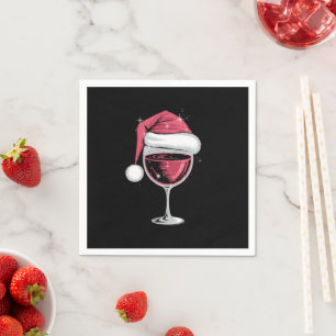Serviette En Papier Verre à vin rouge Noël drôle de Noël Xmas