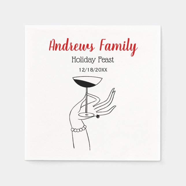 Serviette En Papier Verre de Champagne de la Dame de Noël Art déco (Devant)