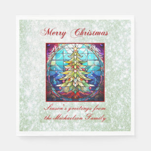 Serviette En Papier Verre verni brillant Arbre de Noël Parties scintil